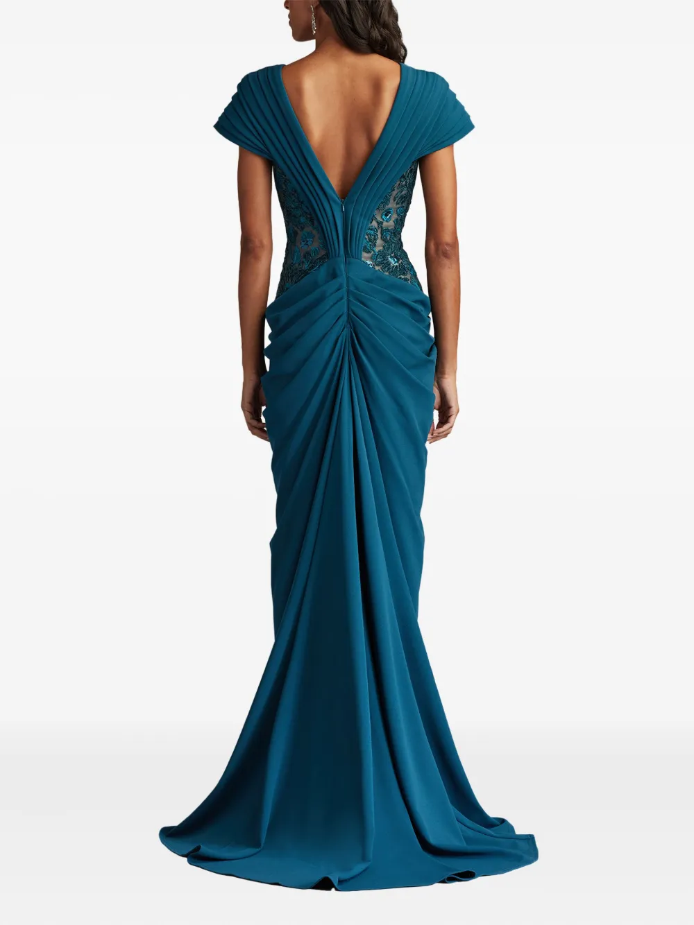 Tadashi Shoji Maxi-jurk verfraaid met pailletten en bloemen Blauw