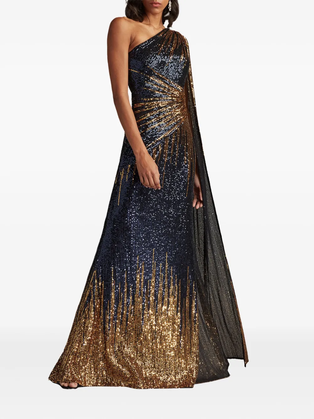 Tadashi Shoji Marseille asymmetrische jurk met pailletten - Blauw