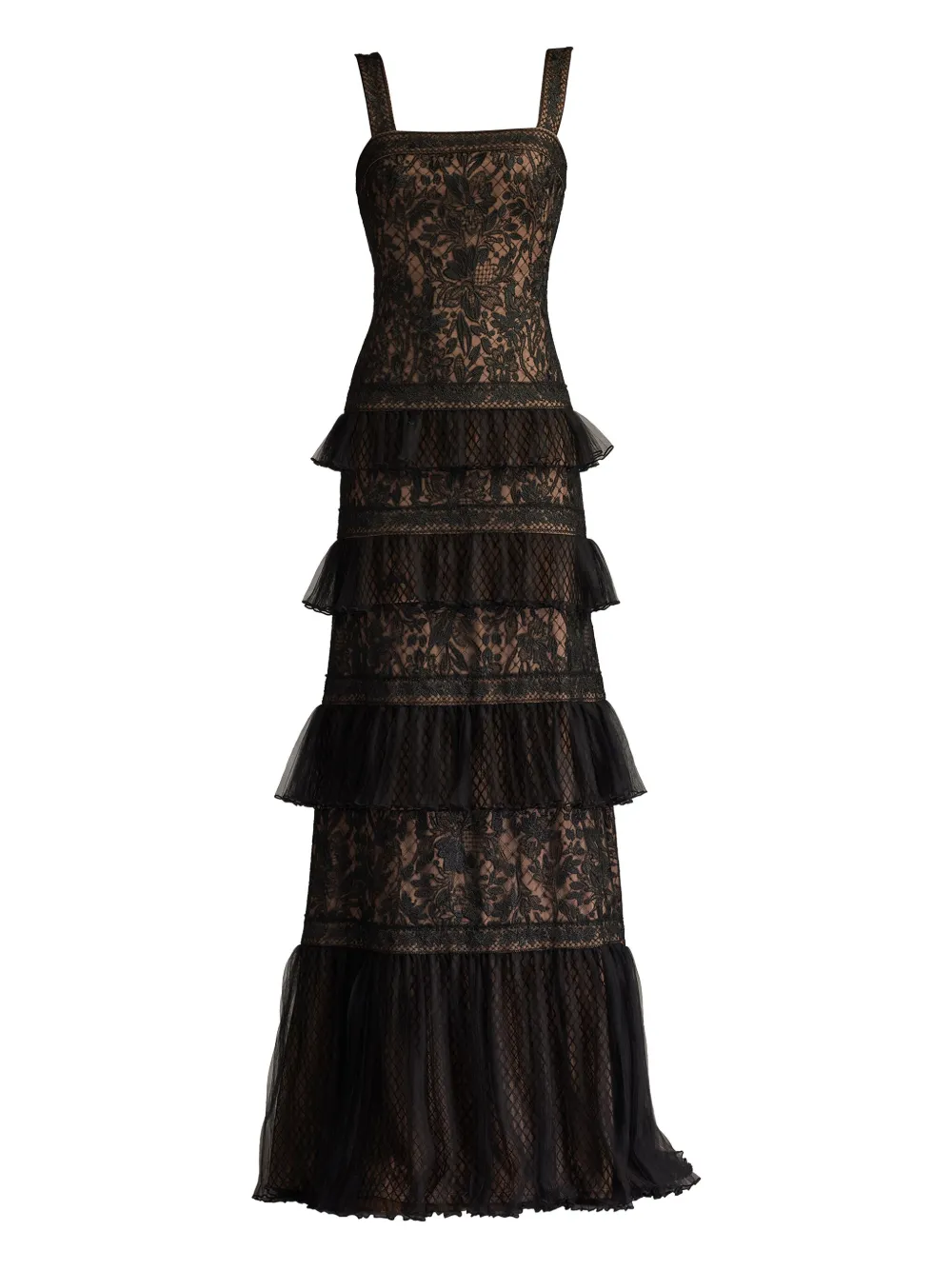 Tadashi Shoji Shoji embroidered tiered ruffle dress | Black | Image 1
