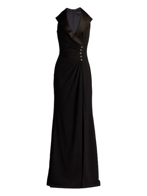 Tadashi Shoji satin-collar embellished gown 