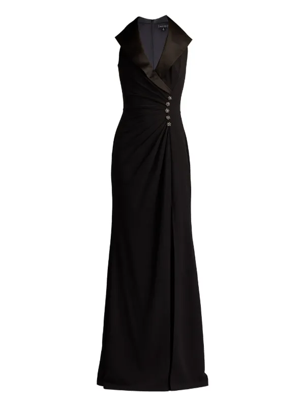 Tadashi Shoji satin-collar Embellished Gown Black FARFETCH IN