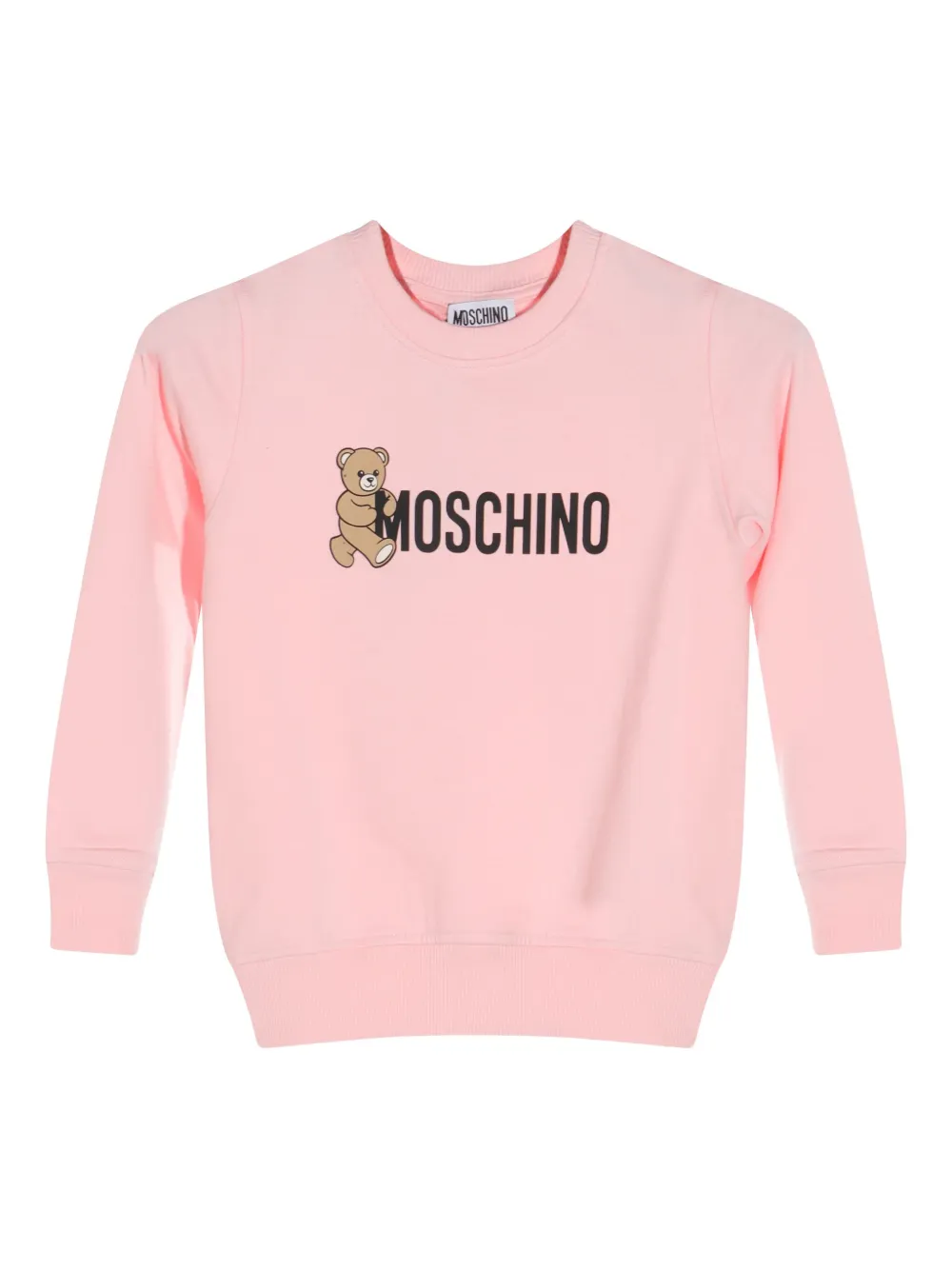 Moschino Kids teddy-print cotton sweatshirt Roze