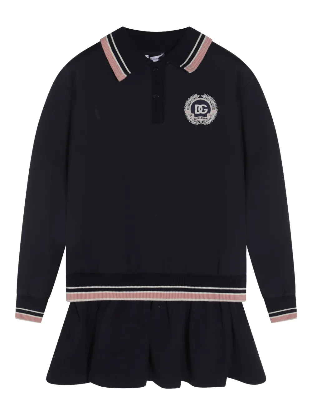 Moschino Kids polo-collar logo-print dress Zwart