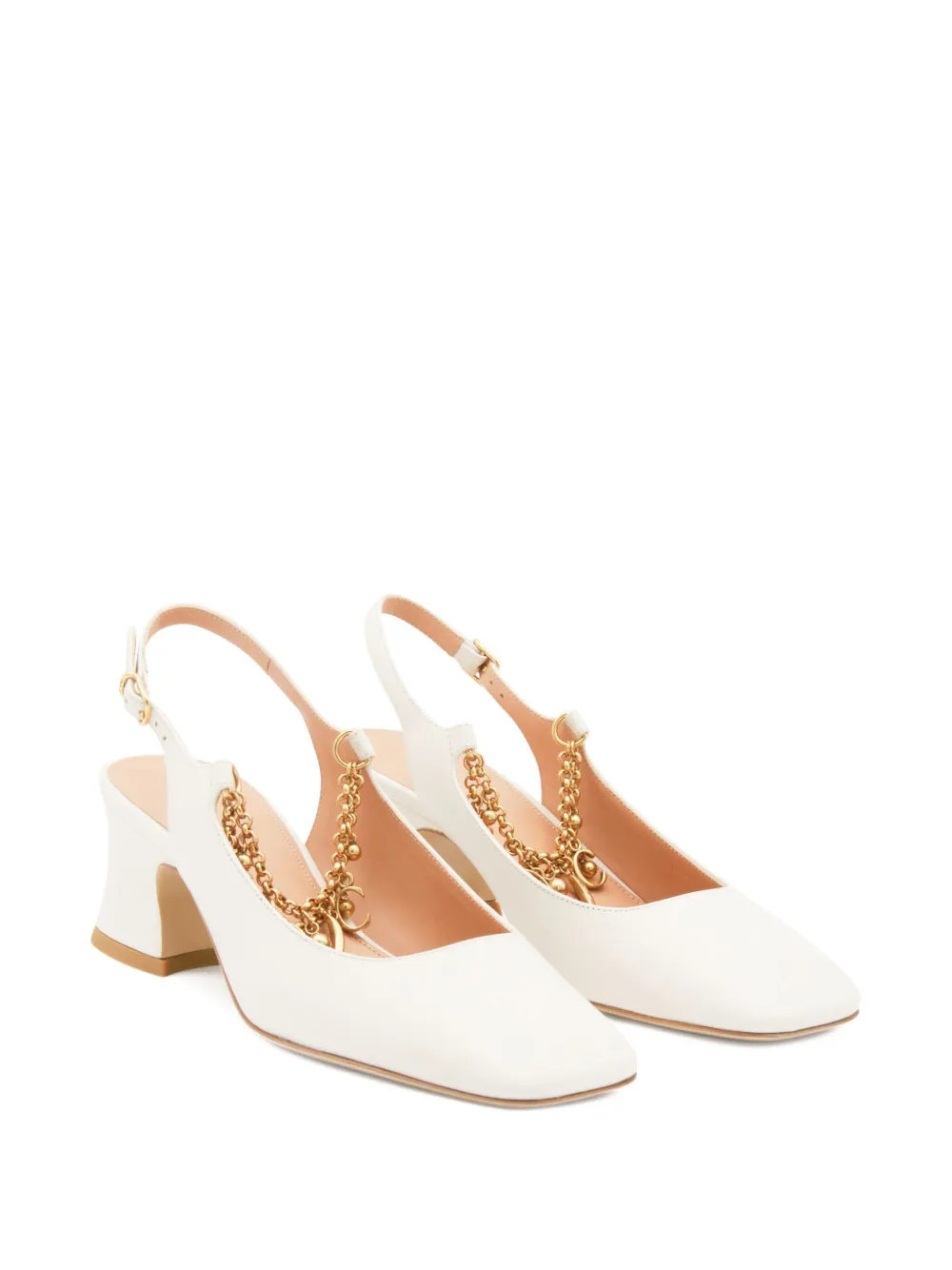 Chloé 55mm charm-chain pumps White