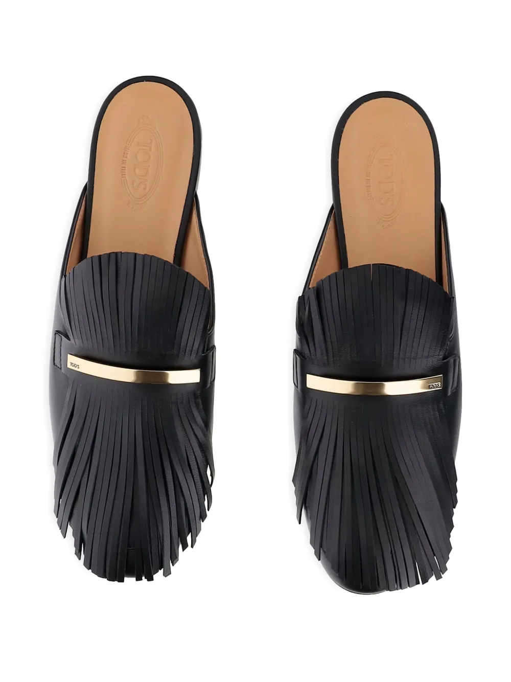 Tod's fringed leather mules Black