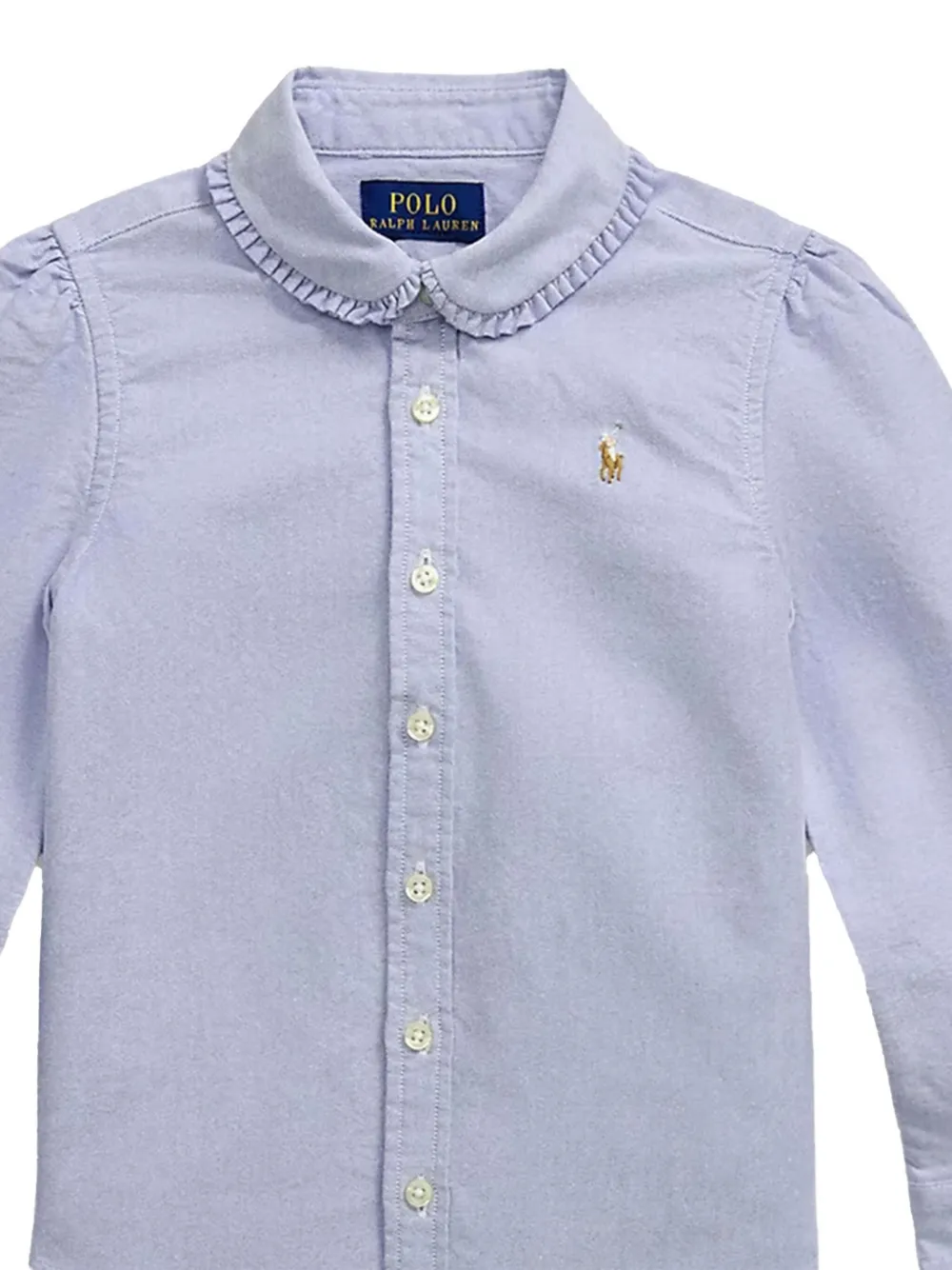 POLO RALPH LAUREN KIDS ruffled-collar cotton shirt Blauw