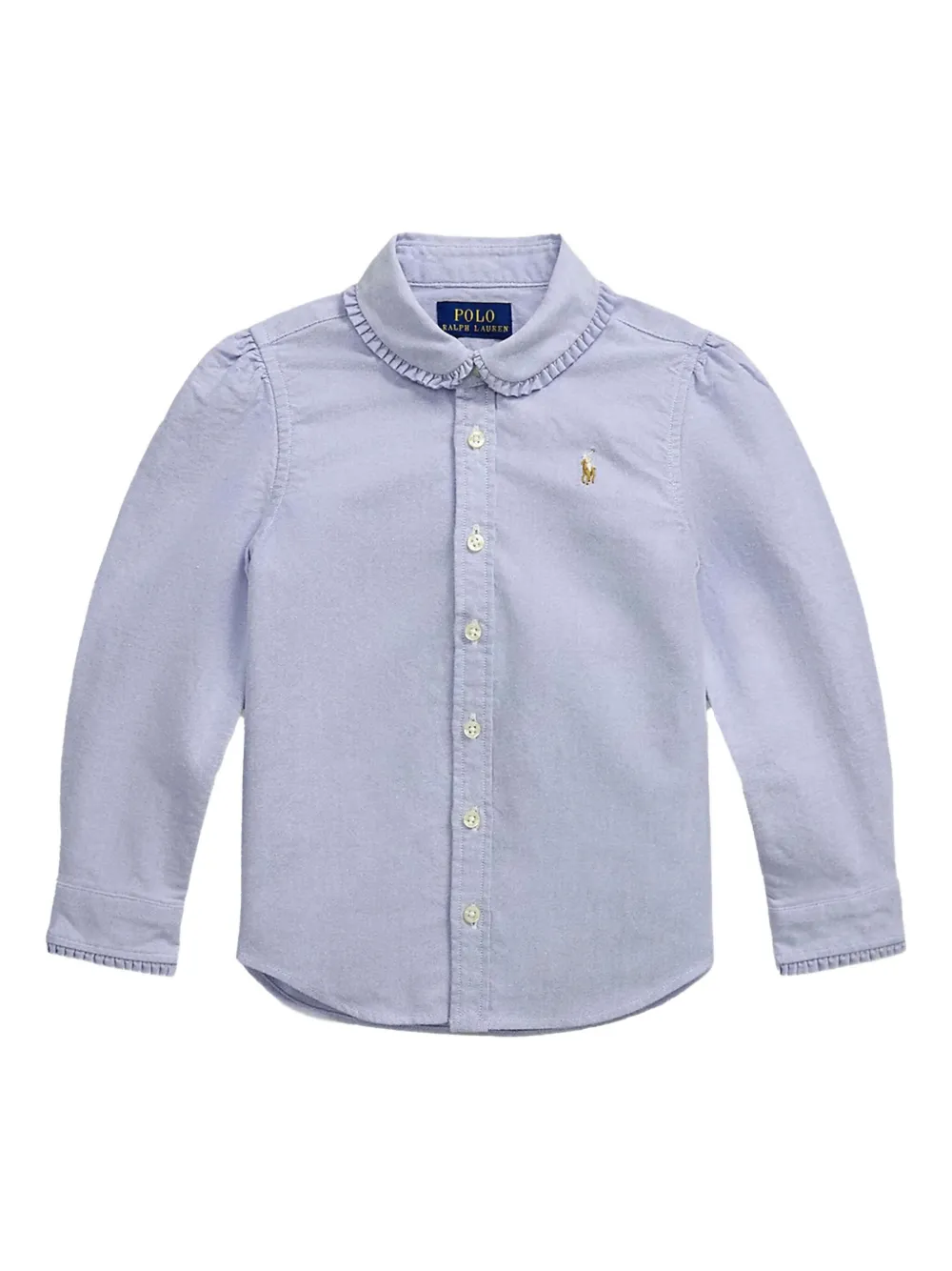 POLO RALPH LAUREN KIDS ruffled-collar cotton shirt Blauw