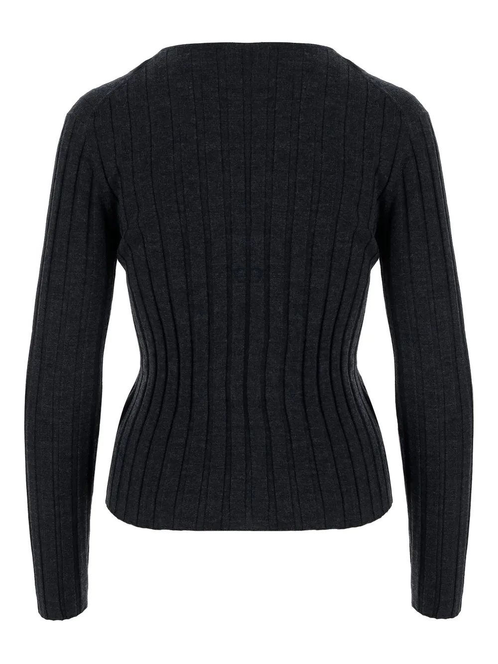 Allude ribbed V-neck sweater Zwart
