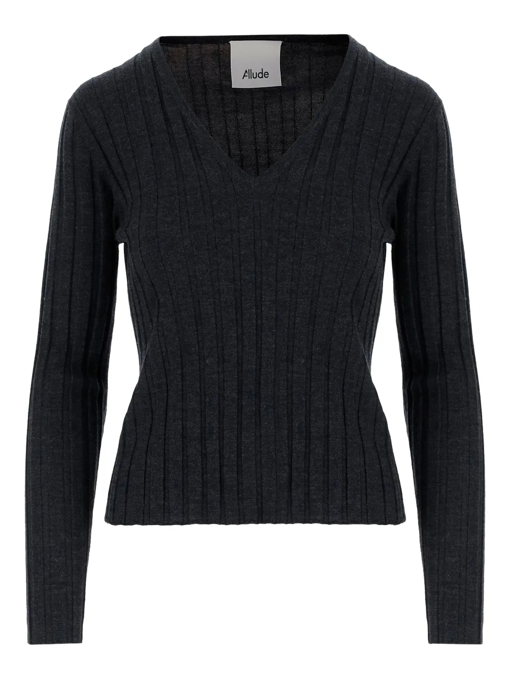 Allude ribbed V-neck sweater Zwart