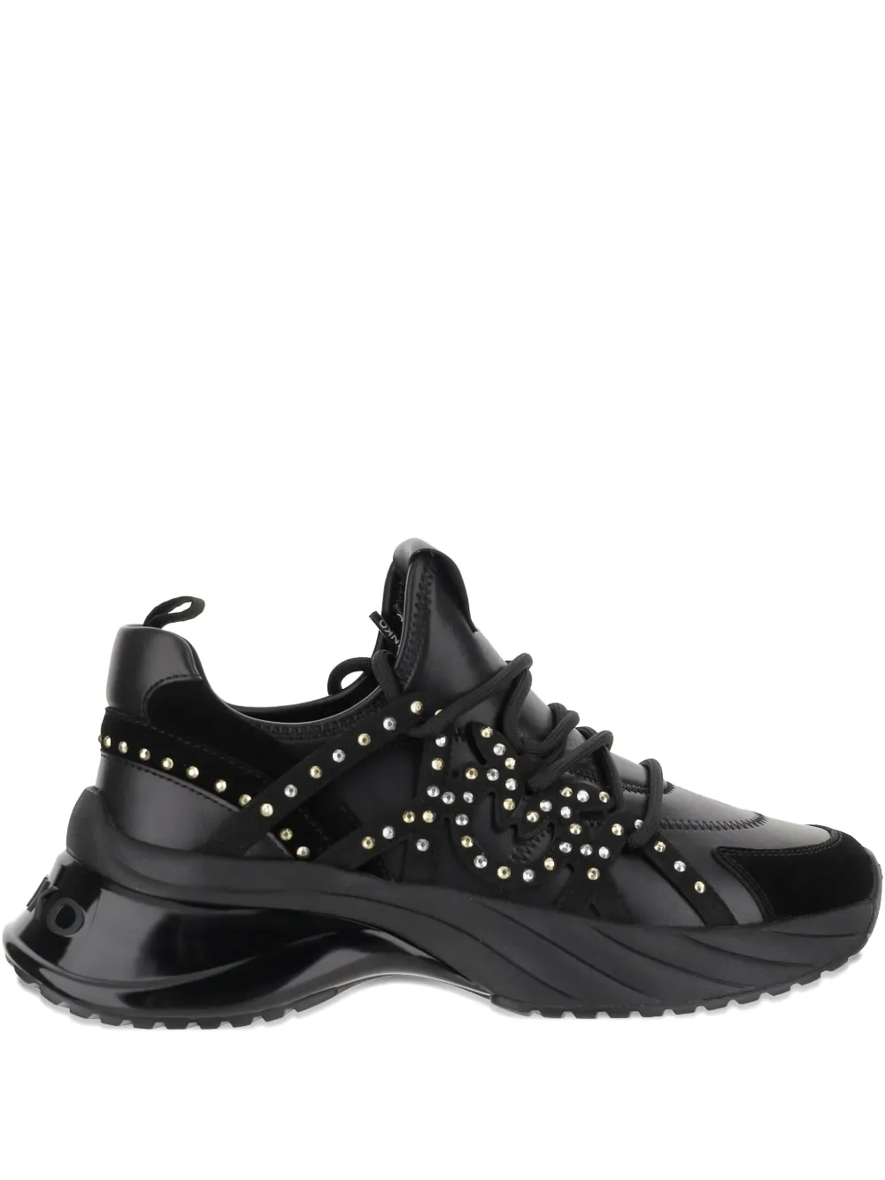 PINKO rhinestone-embellished lace-up sneakers Black