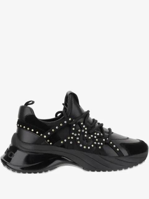 PINKO rhinestone-embellished lace-up sneakers
