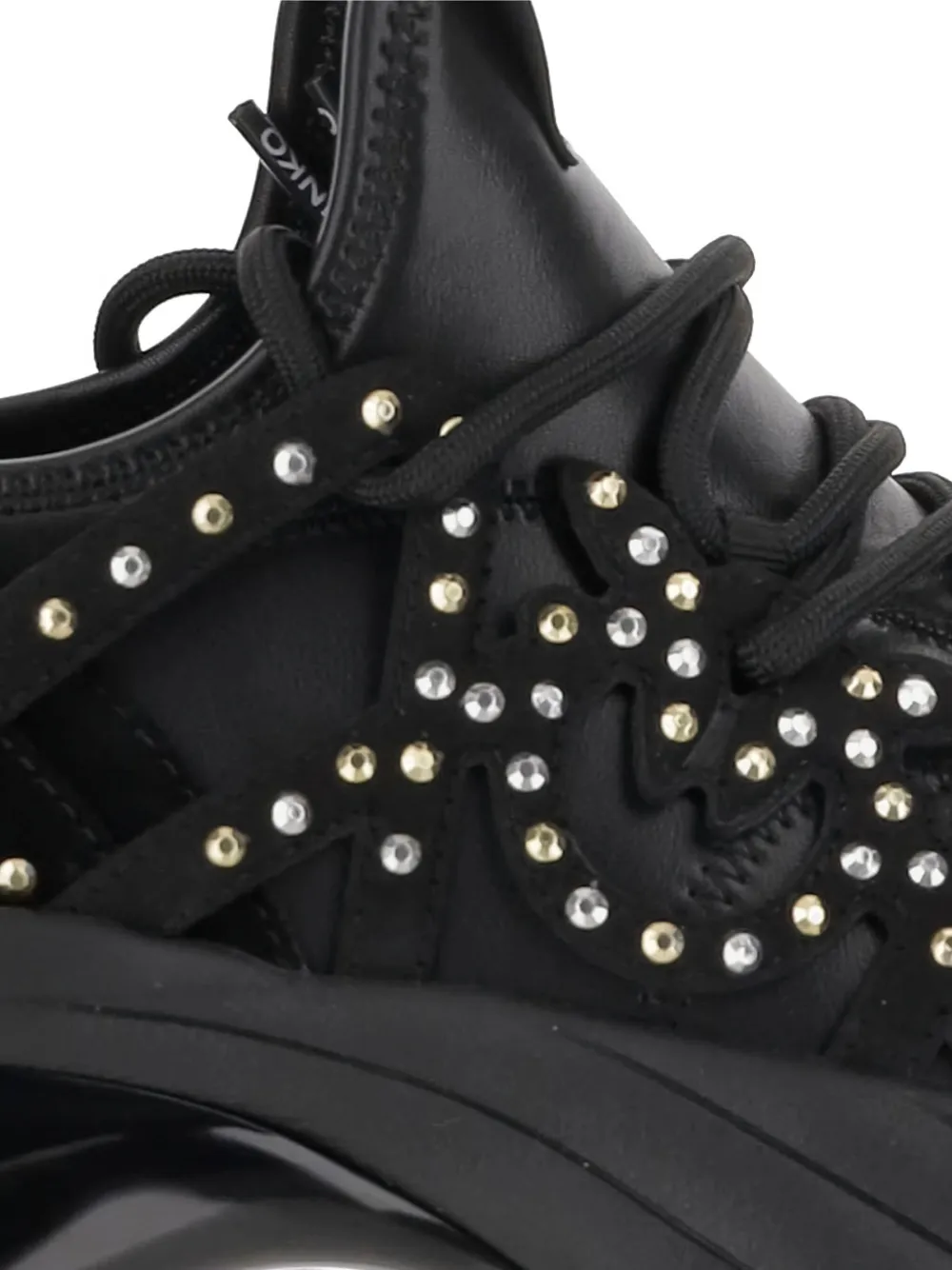 PINKO rhinestone-embellished lace-up sneakers Black