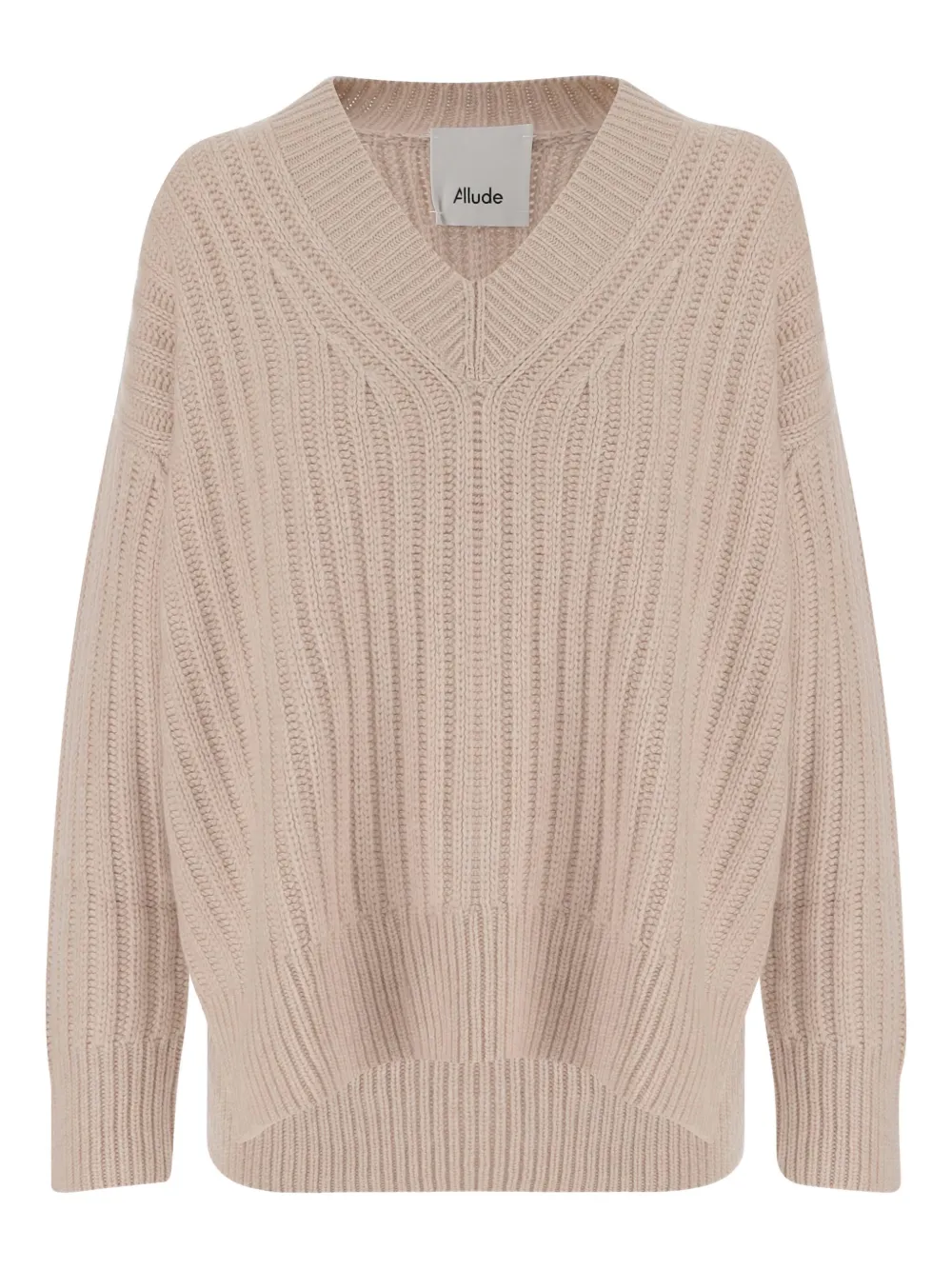 V-neck ribbed cashmere sweater