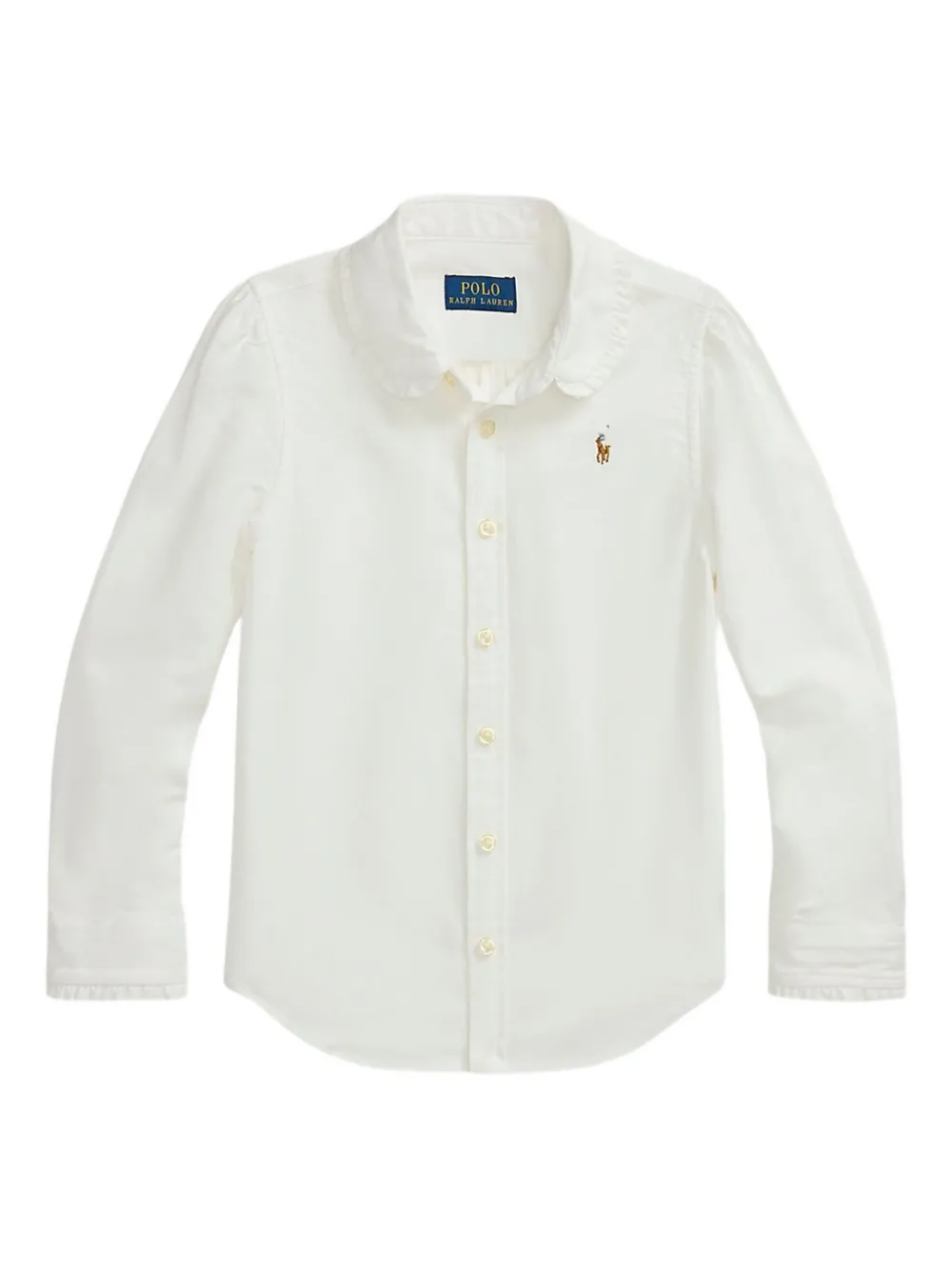 POLO RALPH LAUREN KIDS ruffle-detail cotton shirt Wit