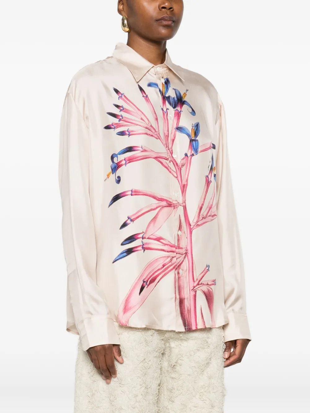 Pierre-louis Mascia Floral-print Long-sleeve Shirt In Neutral