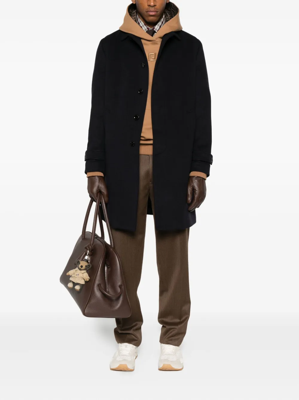 Lardini Cashmere Outerwear Coat With Classic Collar In Black