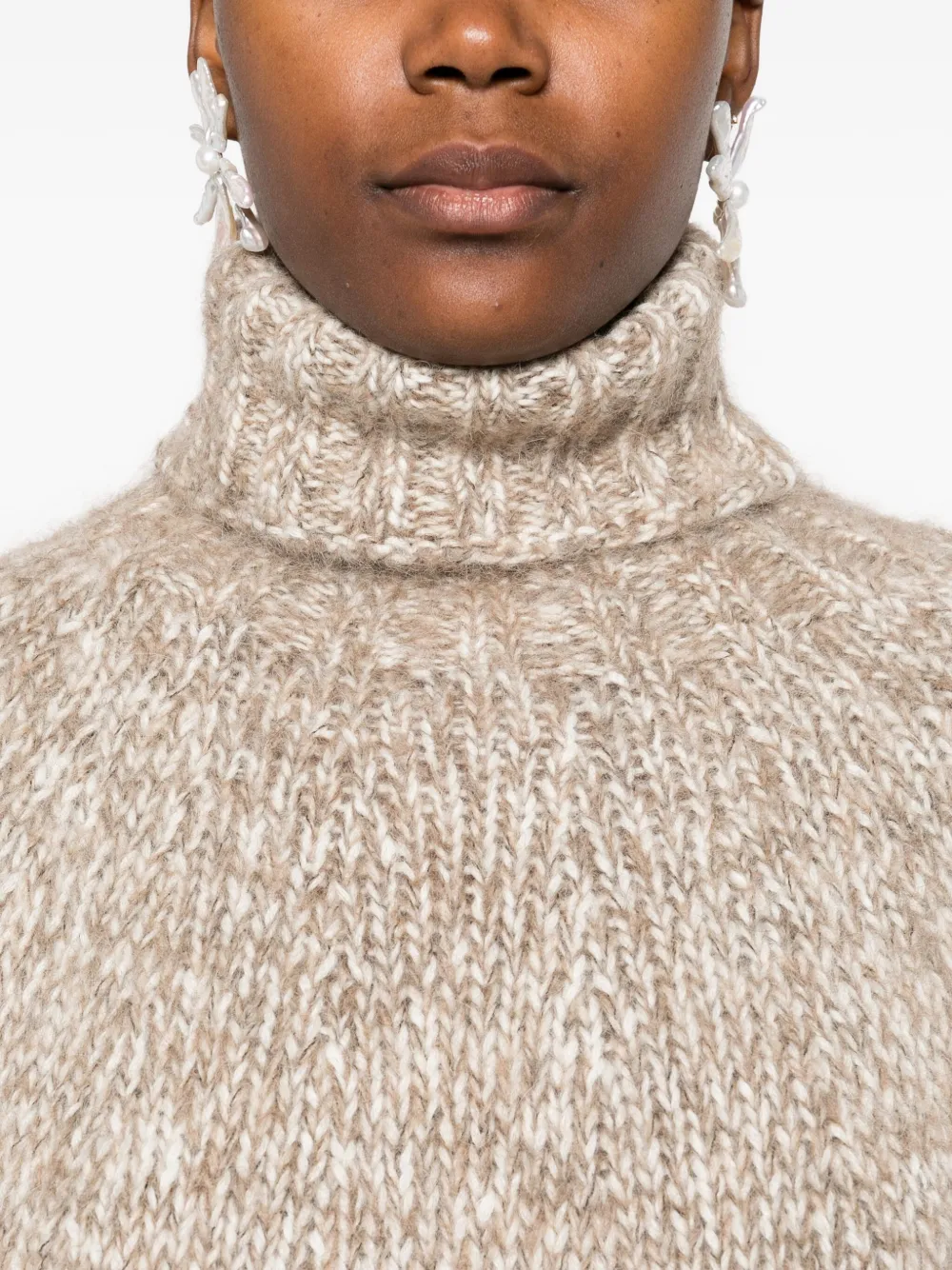 P.a.r.o.s.h High-neck Wool-blend Sweater In Neutral
