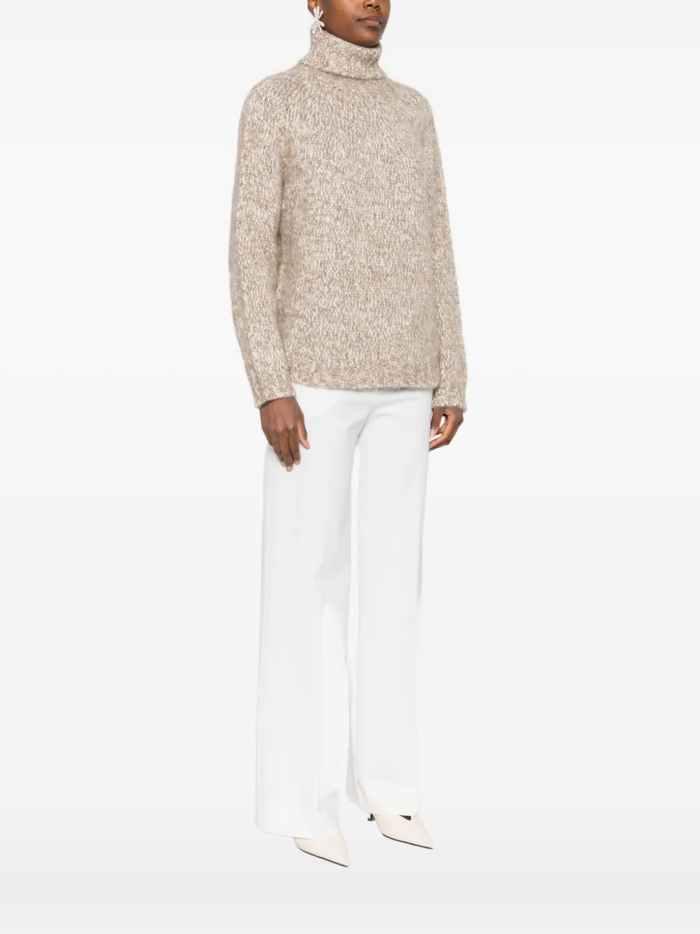 P.a.r.o.s.h High-neck Wool-blend Sweater In Neutral