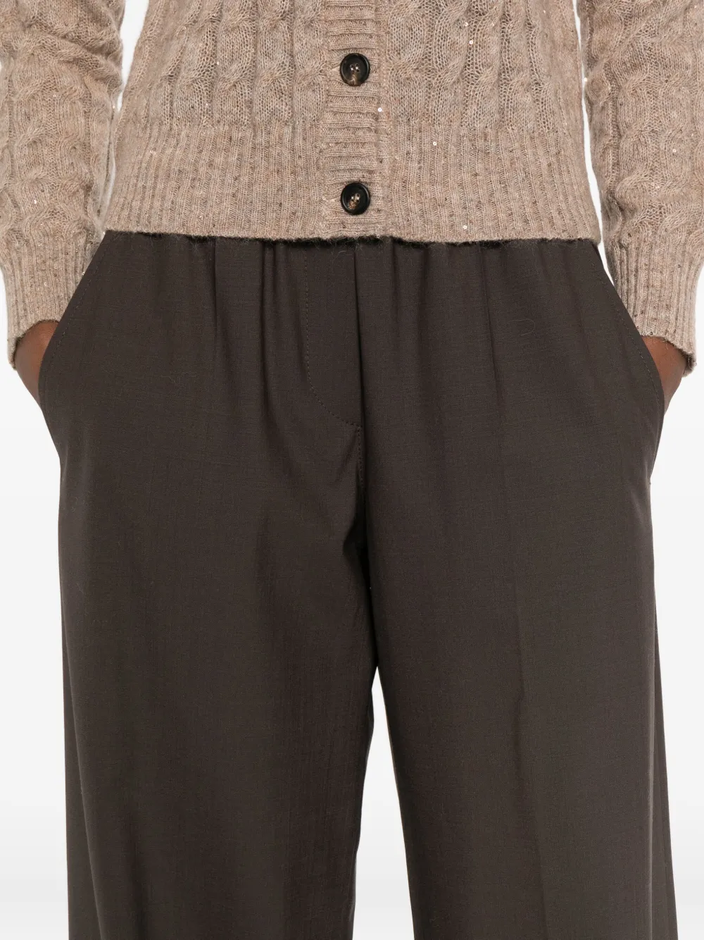 Brunello Cucinelli Broek met elastische taille Bruin