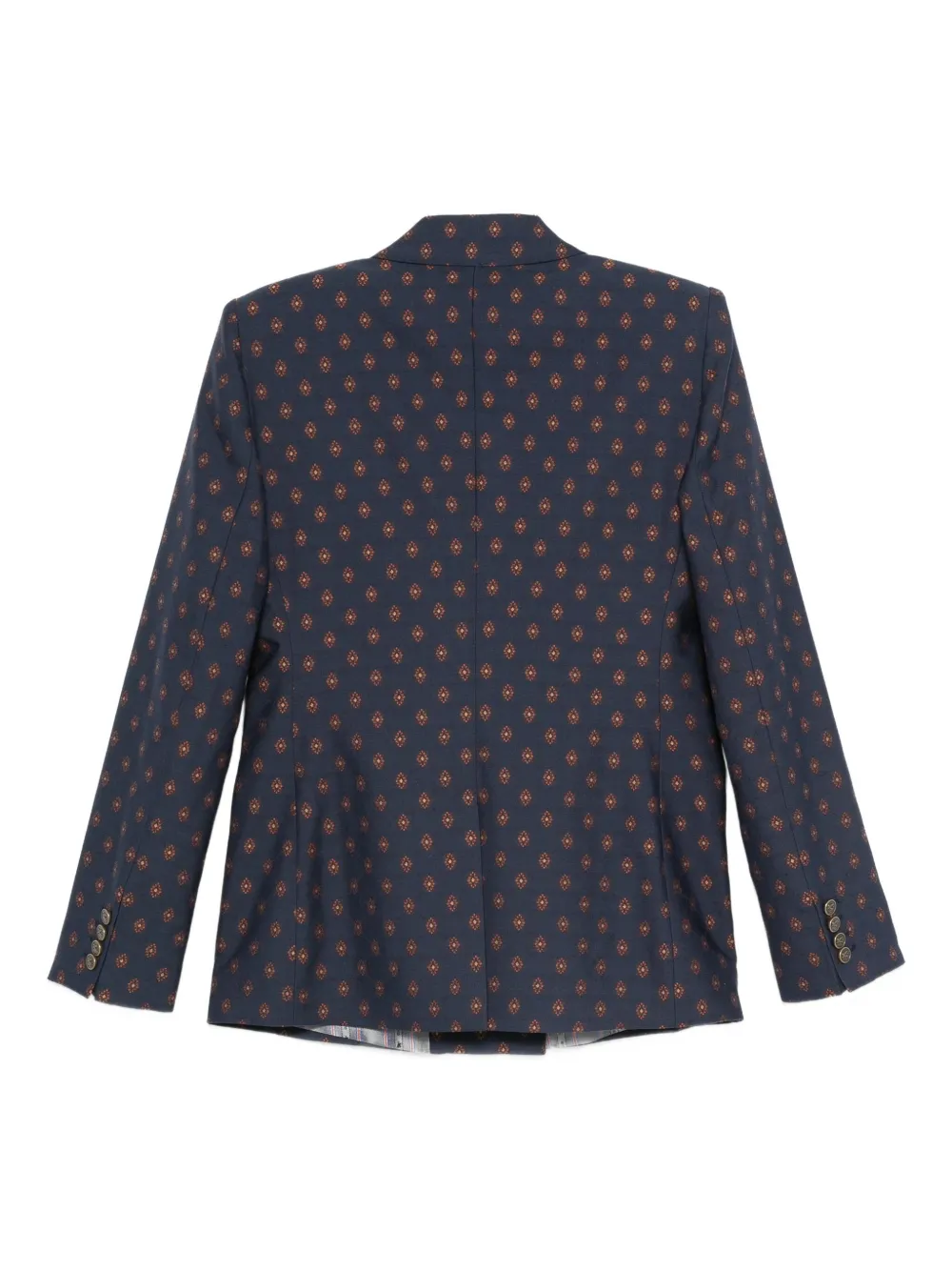 Etro Double-breasted Patterned Blazer In Blue