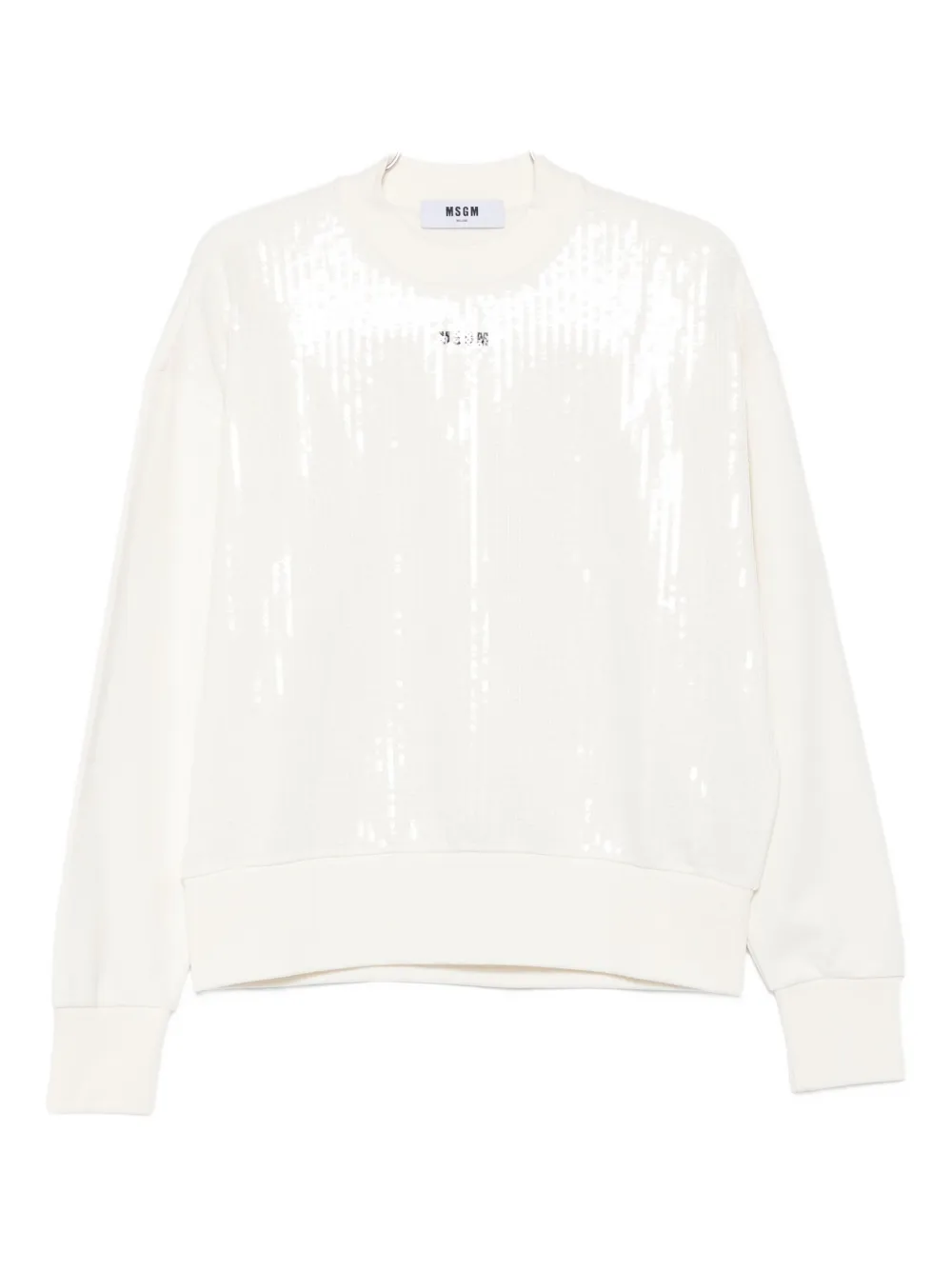 Msgm Sequin-embellished Sweatshirt In White