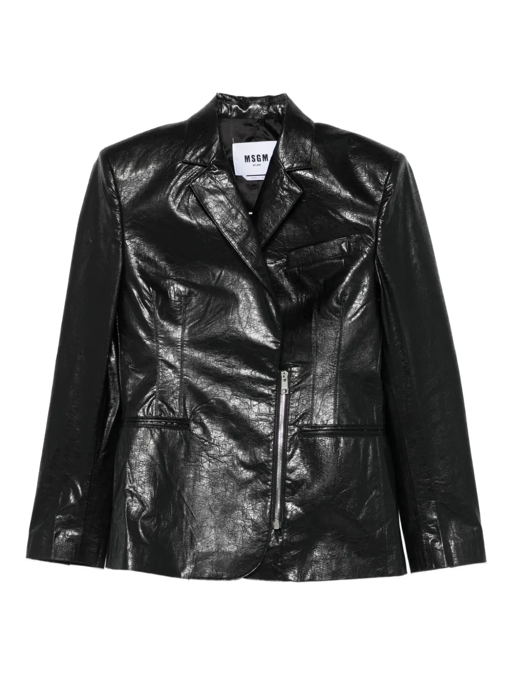 MSGM notched asymmetric-zip jacket | Black | Image 1