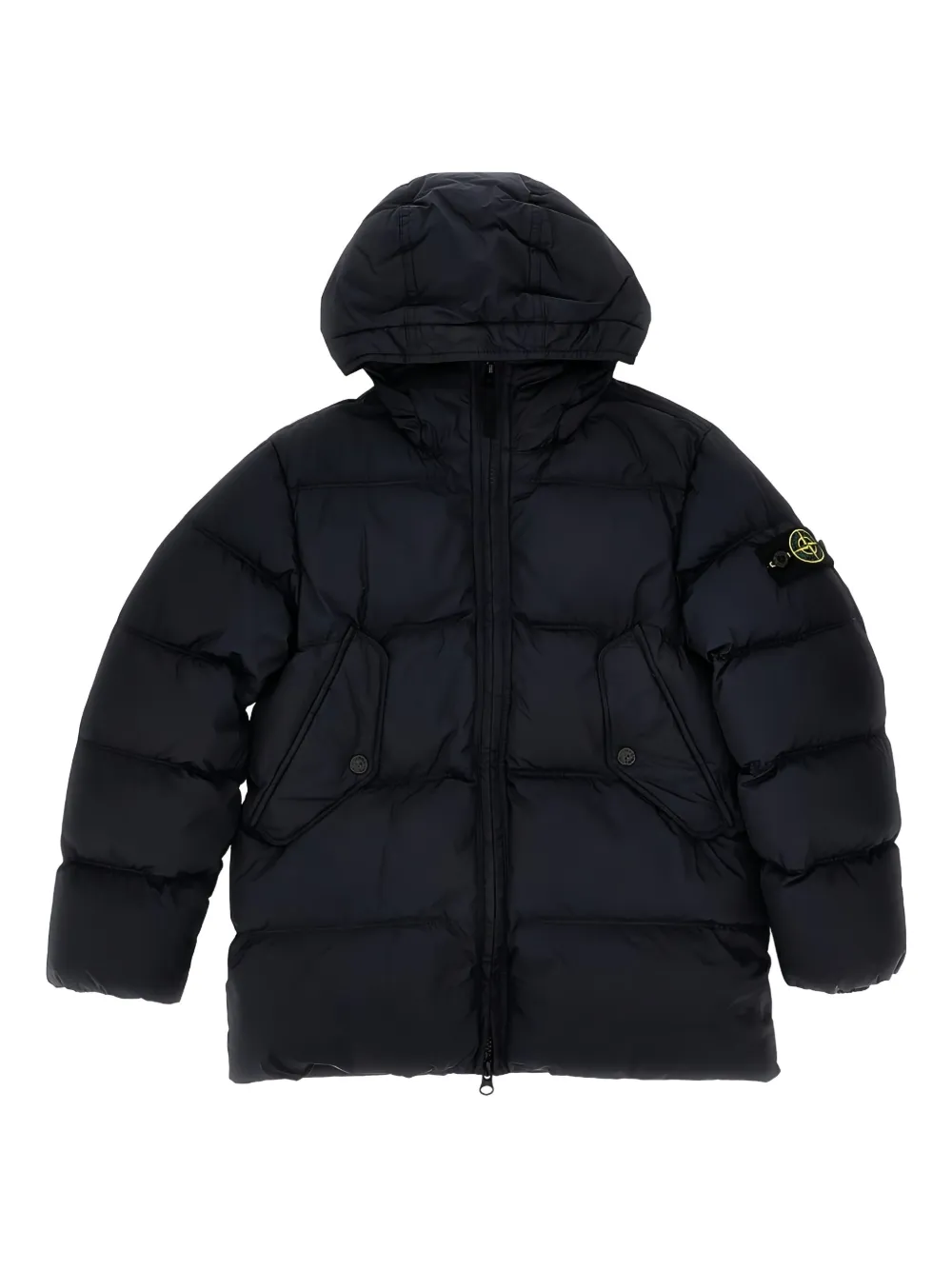 Stone Island Junior hooded quilted down jacket Blauw