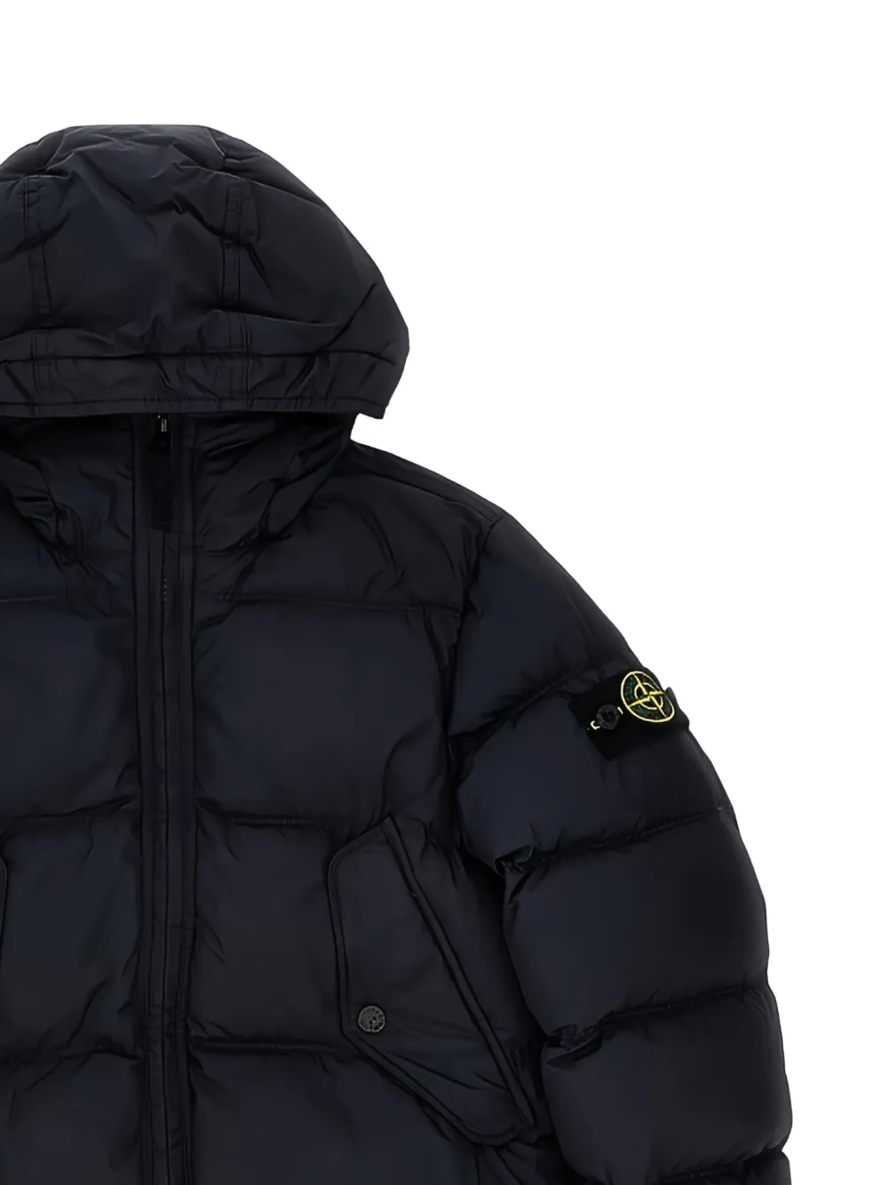 Stone Island Junior hooded quilted down jacket Blauw
