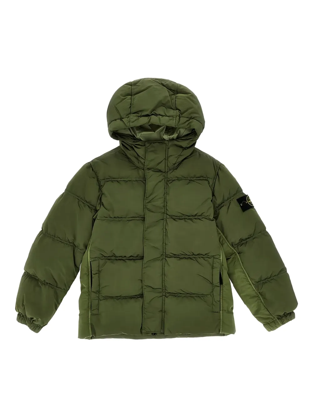 Stone Island Junior quilted hooded jacket Groen