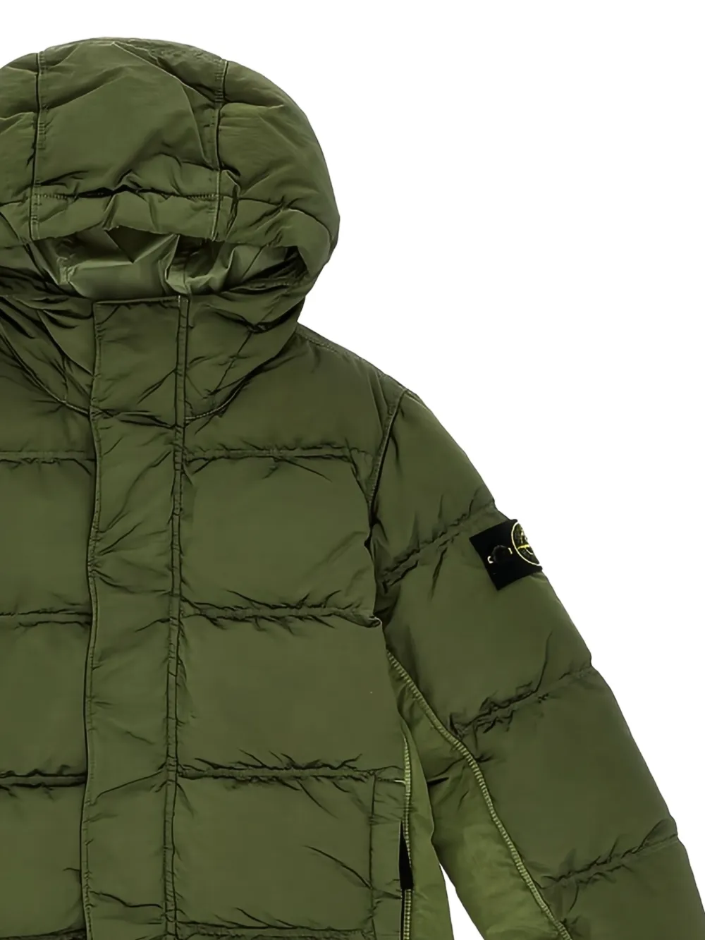 Stone Island Junior quilted hooded jacket Groen