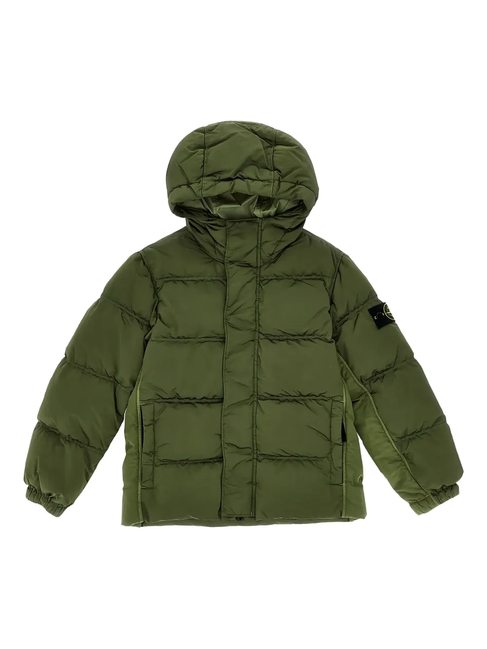 Stone Island Junior quilted hooded jacket Groen