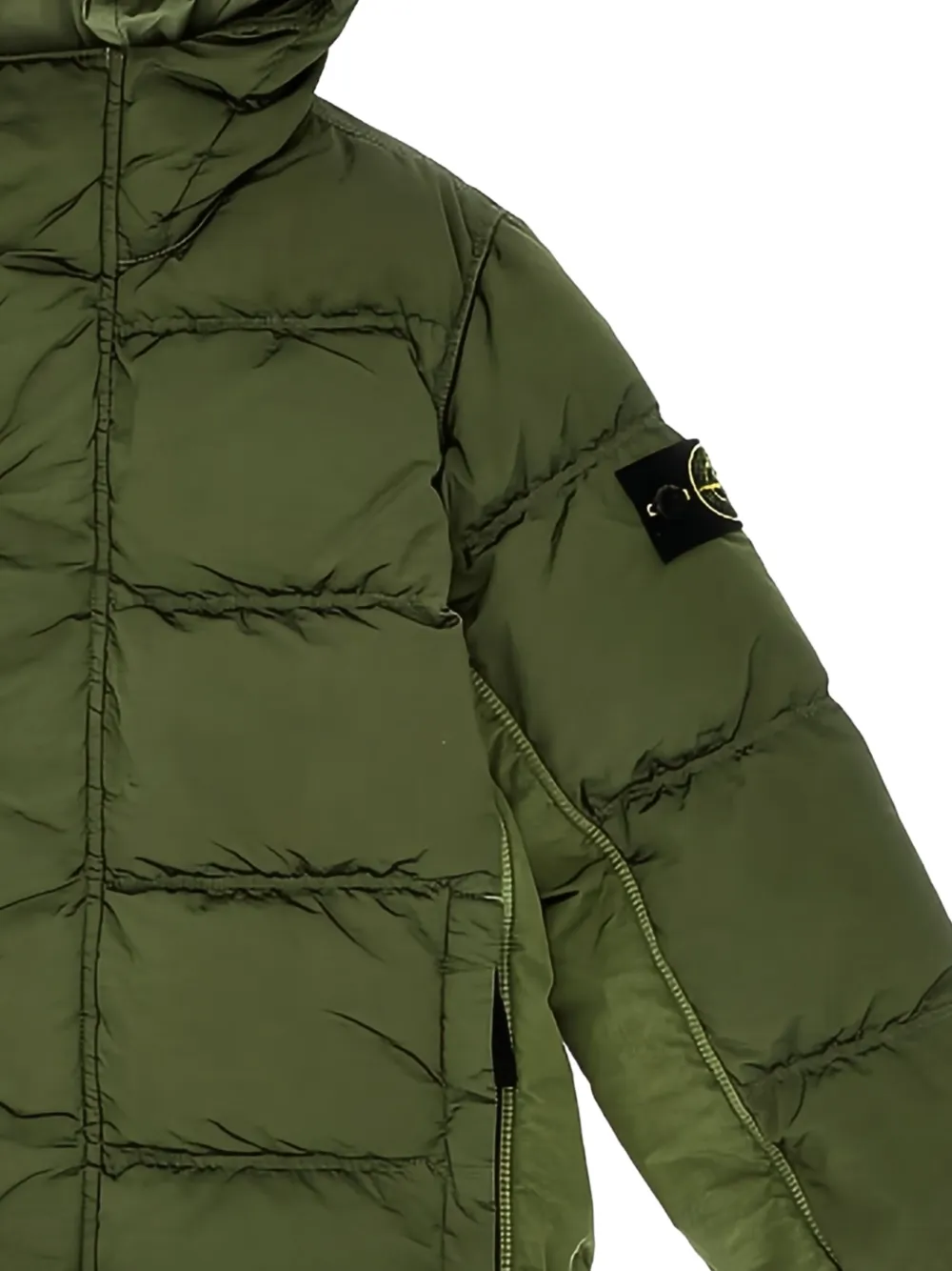 Stone Island Junior quilted hooded jacket Groen