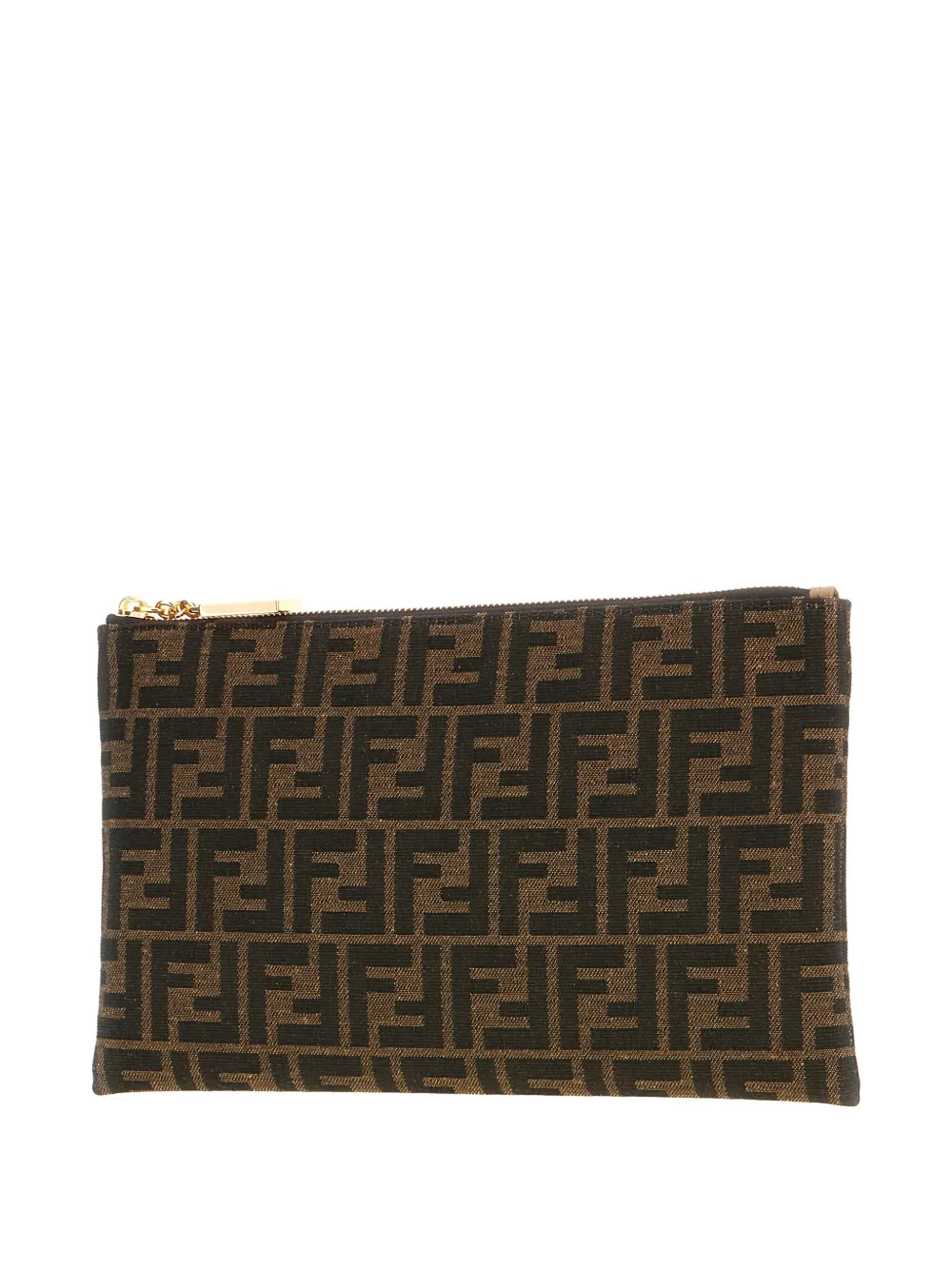 Fendi Medium Baguette Ff-pattern Clutch In Brown