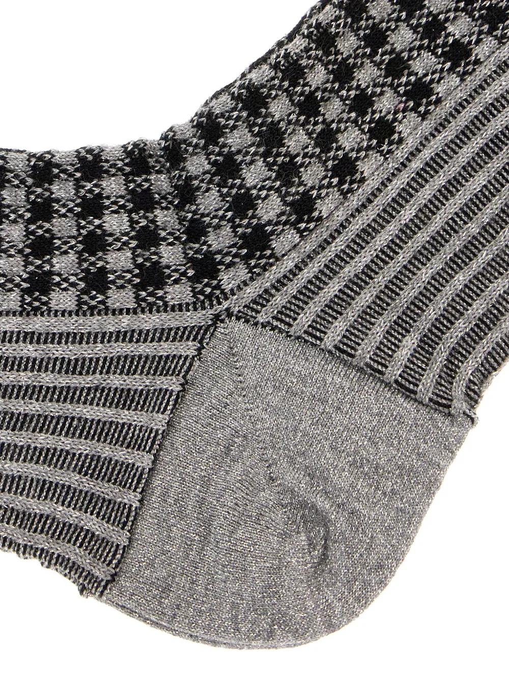 Gallo Checked Ribbed Socks In Black