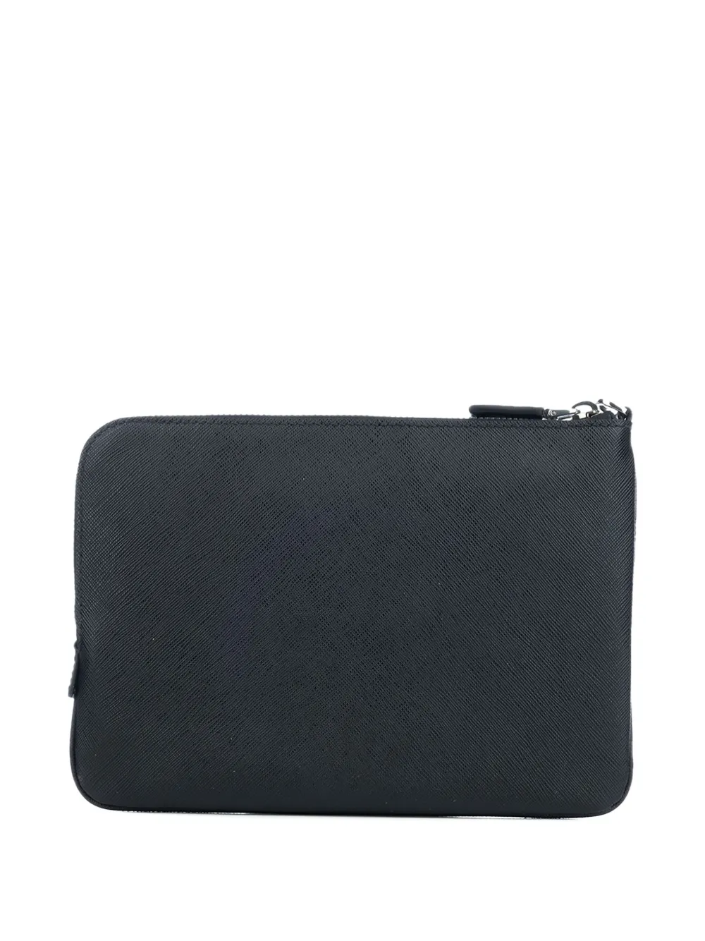 Prada Clutch met logoplakkaat en rits - Zwart