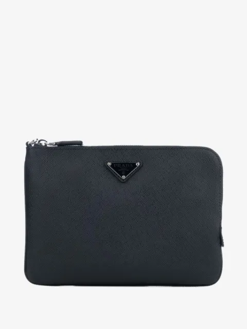 Prada Clutch con placca logo e zip