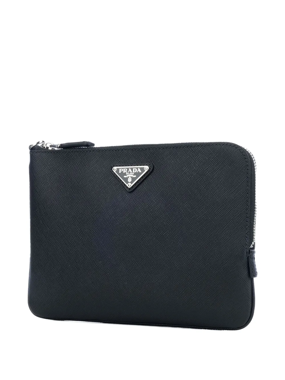 Prada Clutch met logoplakkaat en rits Zwart