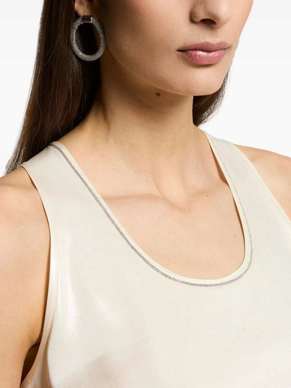 Peserico Zijde-crêpe top Beige