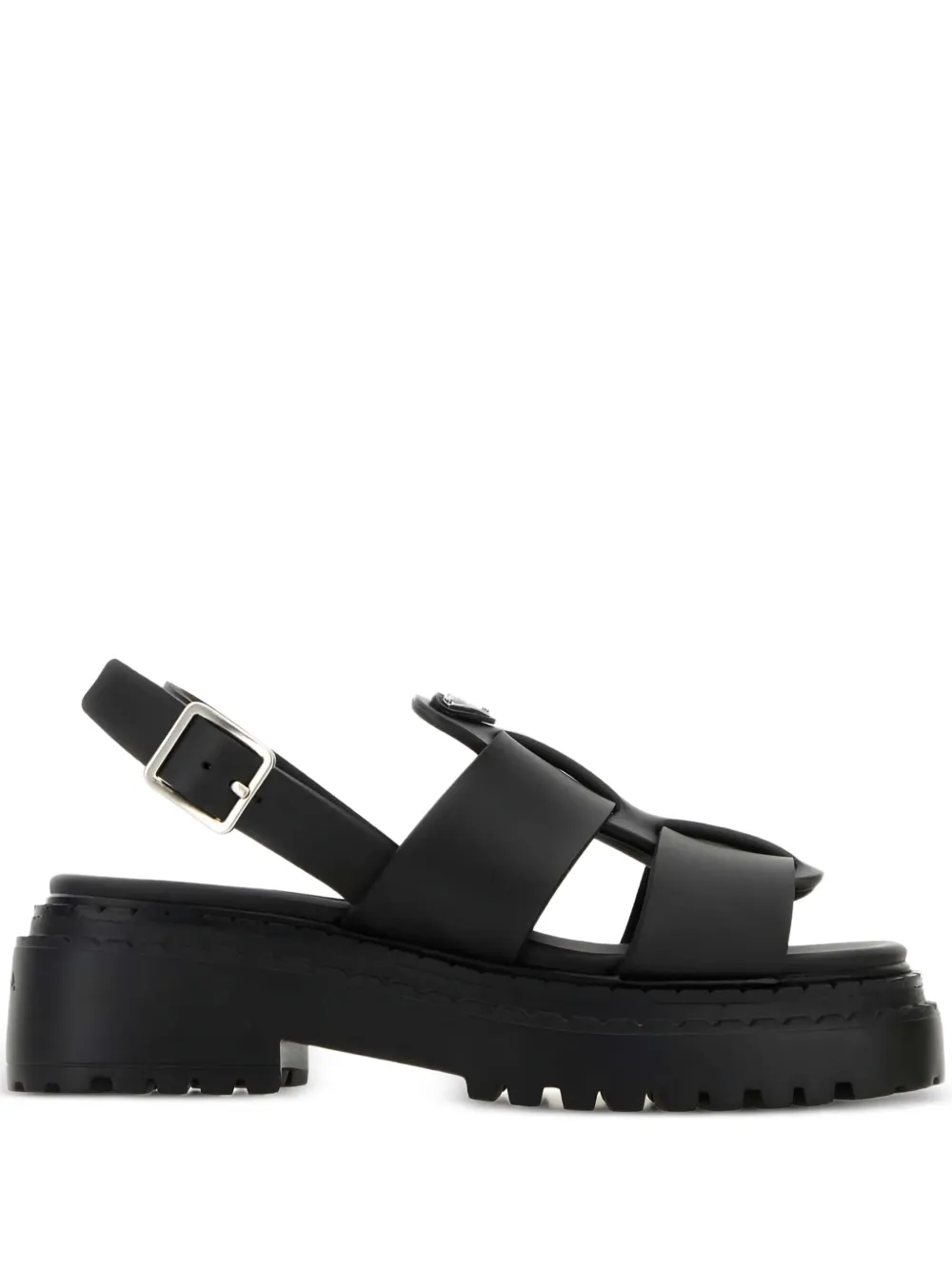 Prada Sandalen met gesp en plateauzool Zwart