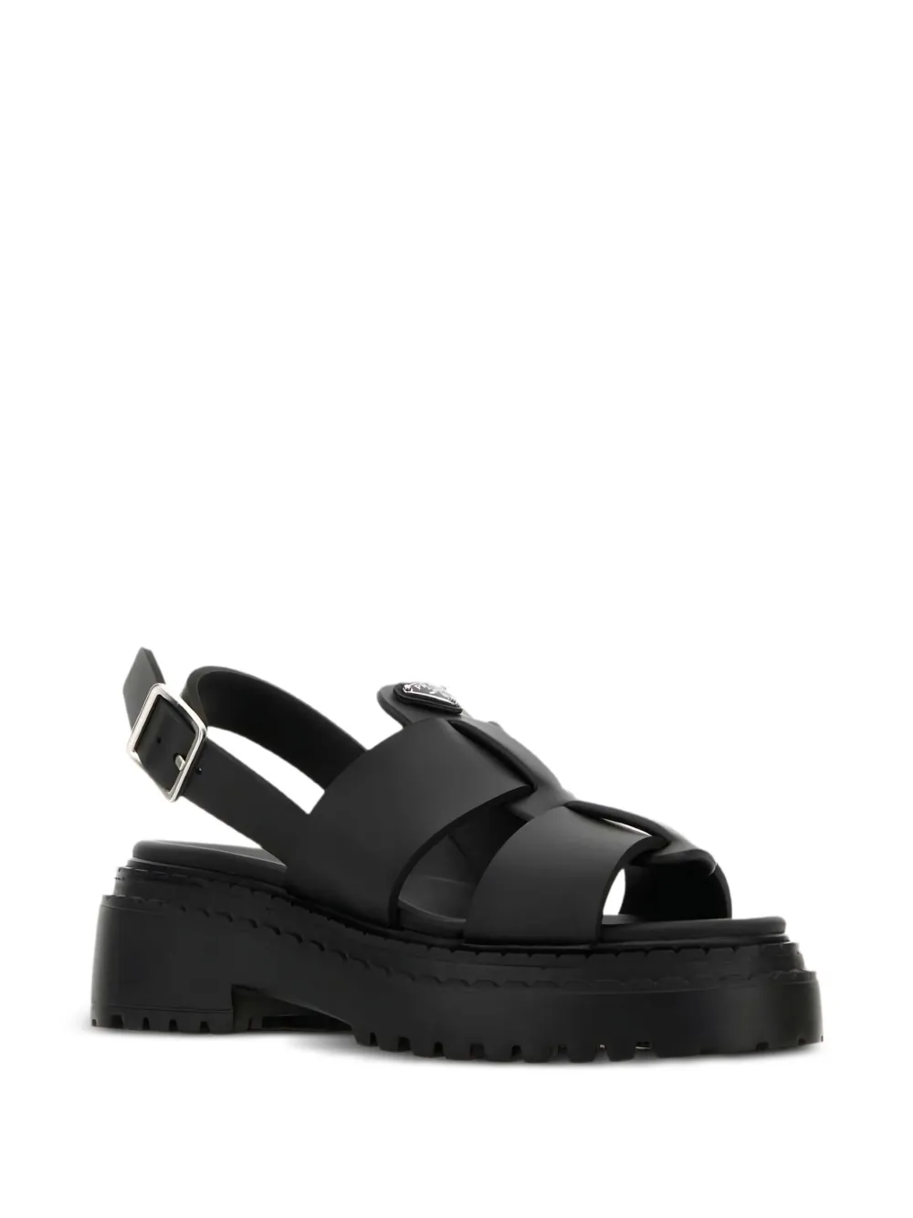 Prada Sandalen met gesp en plateauzool Zwart