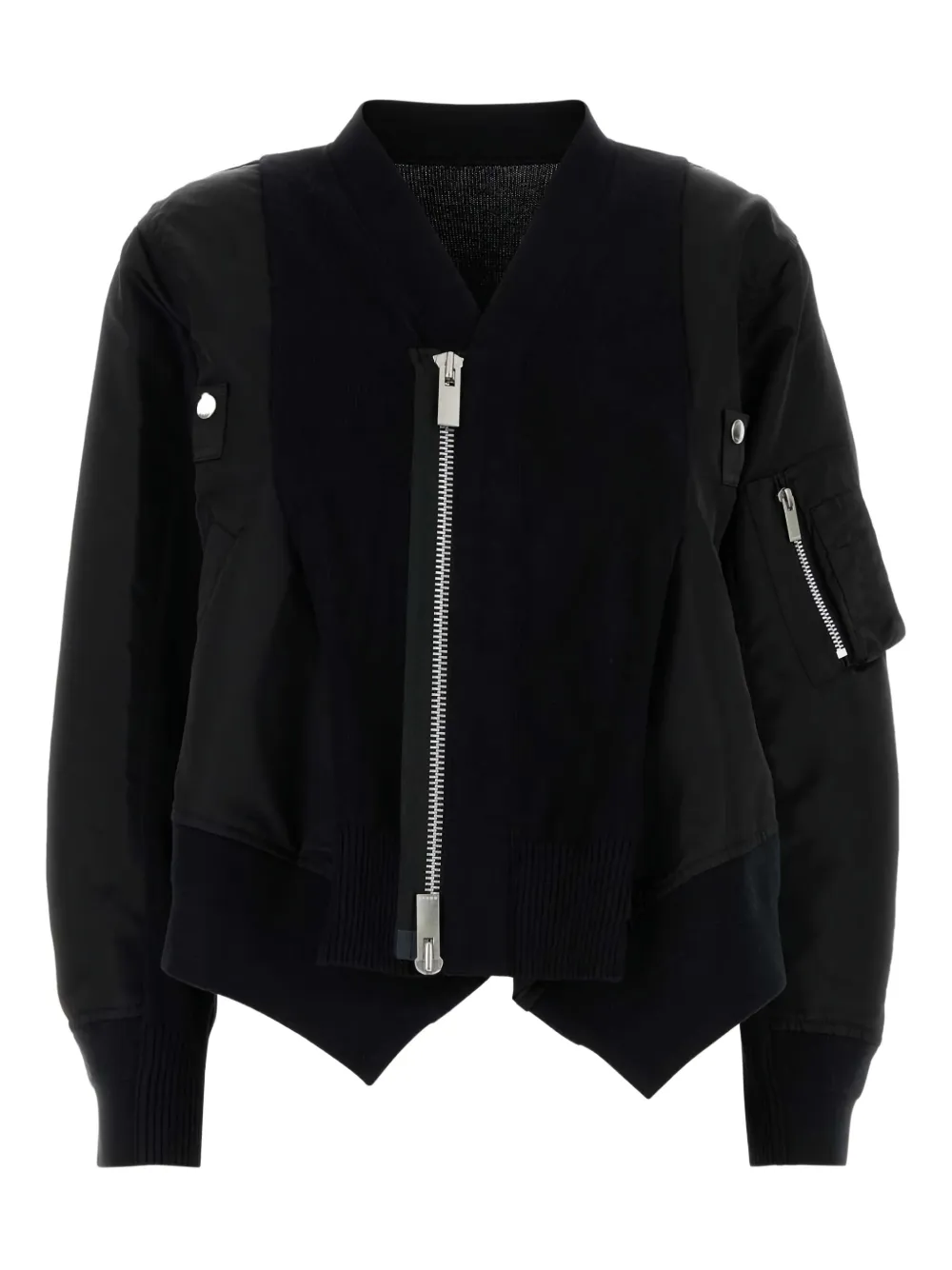 Sacai cotton-blend bomber jacket Zwart