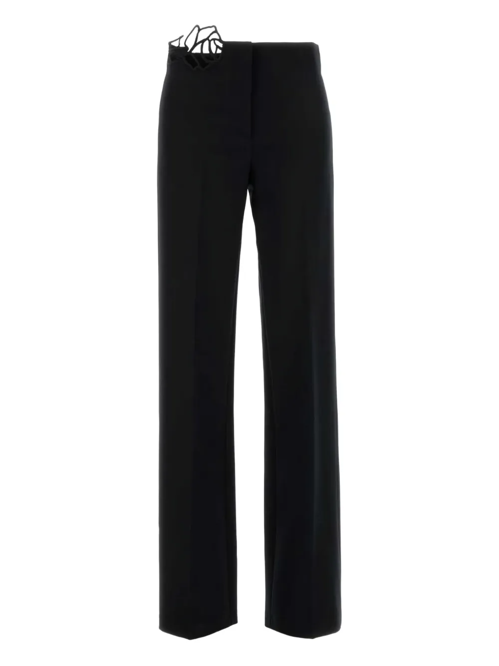 lace-insert crepe trousers