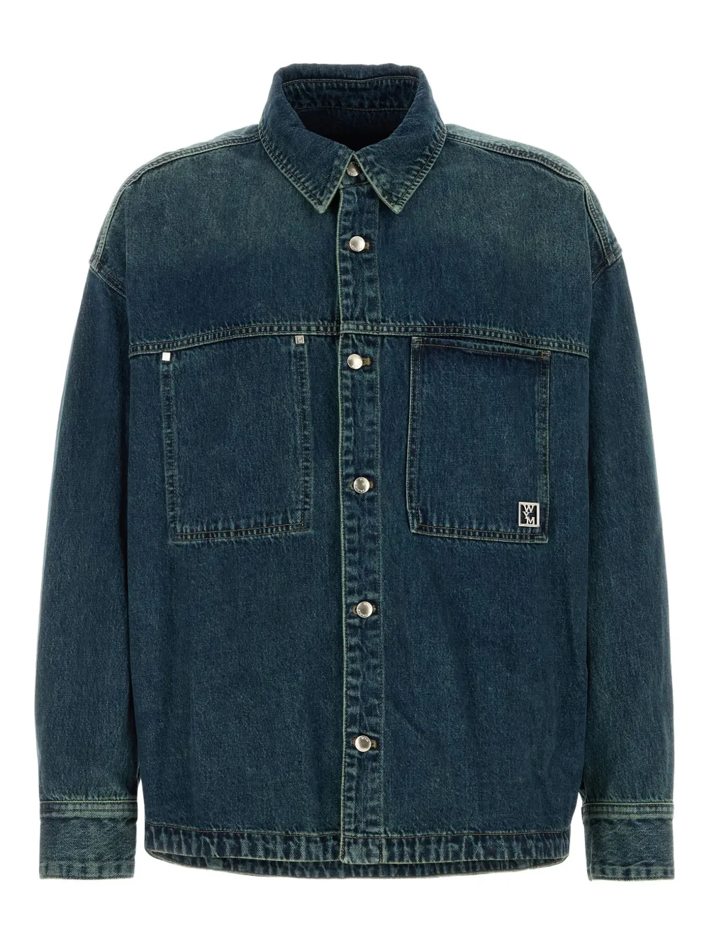 Wooyoungmi logo-plaque denim shirt | Blue | Image 1
