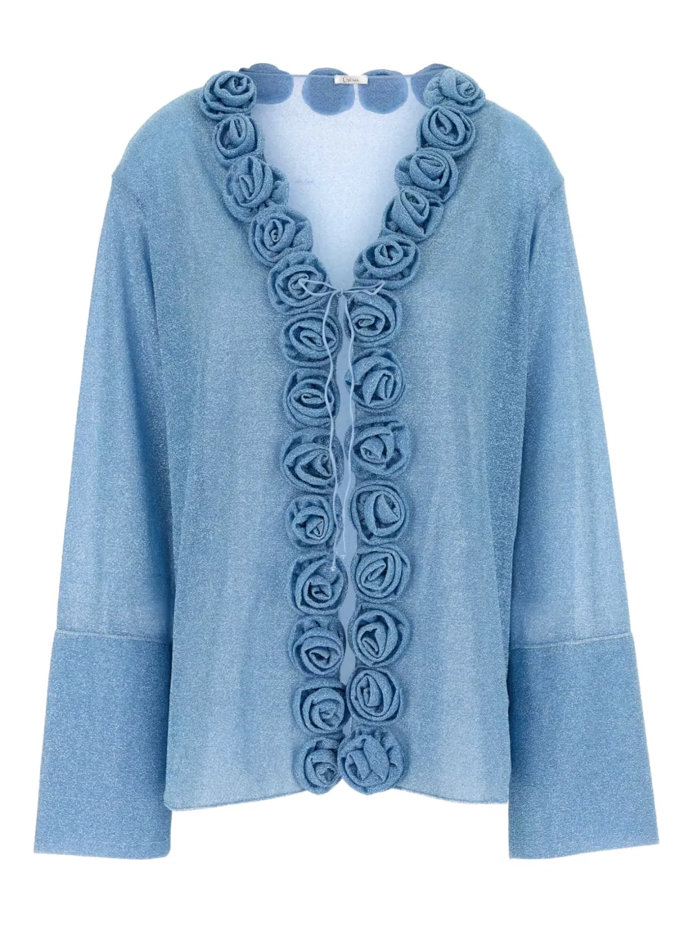 Oséree rose-embellished lurex cardigan