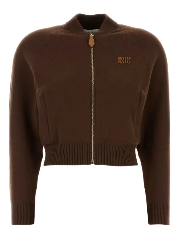 miumiu ハーフジップセーター brown M Miu Miu Zipper Sweatshirt | Saks Fifth Avenue