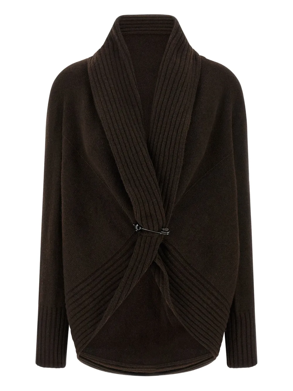 shawl-collar brooch-detail cardigan