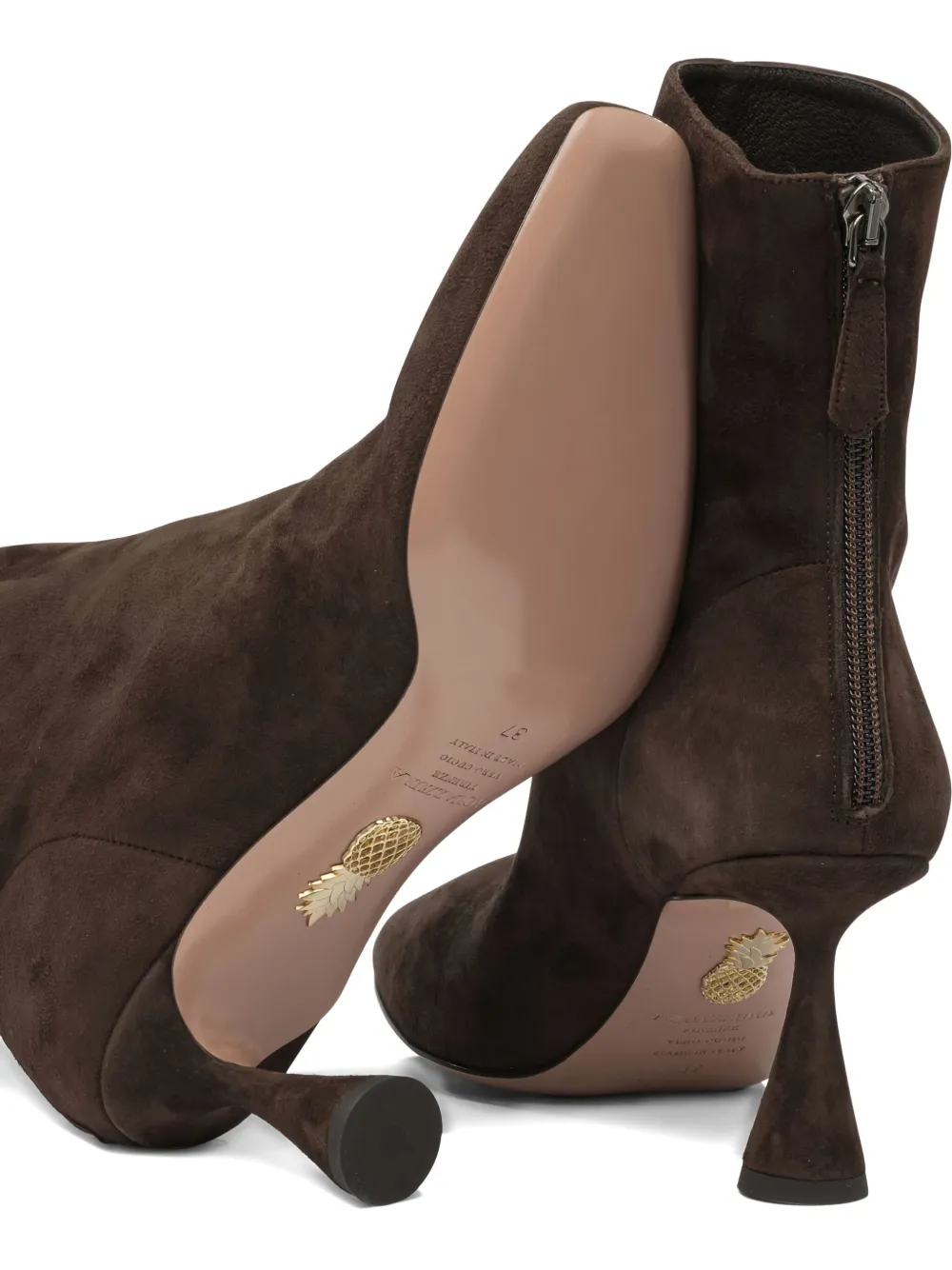 Aquazzura 75mm Amore suede ankle boots Brown