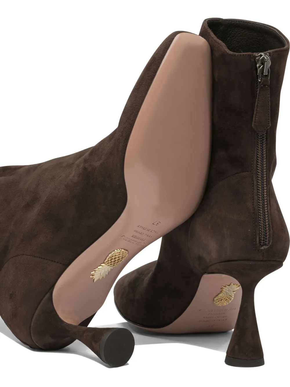 Aquazzura 75 mm Amore suède enkellaarzen Bruin