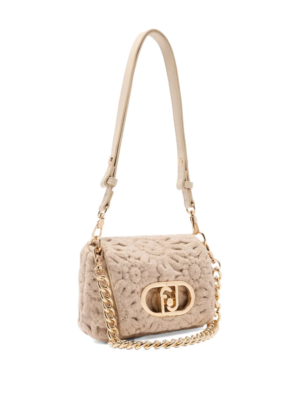 LIU JO LaPuffy mini-tas met geborduurd kettingbandje Beige