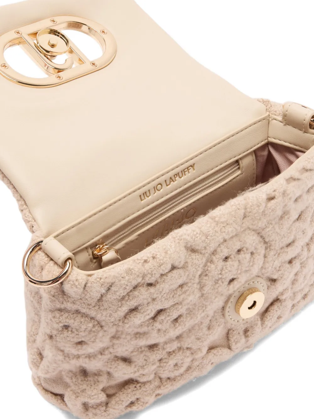 LIU JO LaPuffy mini-tas met geborduurd kettingbandje Beige